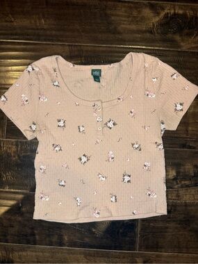 wild fable Blush Ribbed Scoop Neck Crop Top juniors small